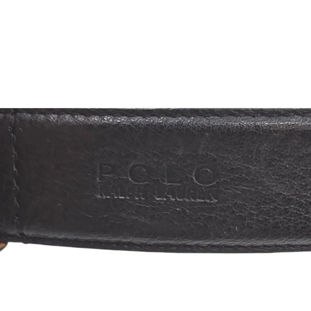Polo Ralph Lauren Mens 42 Black Pebbled Leather Belt